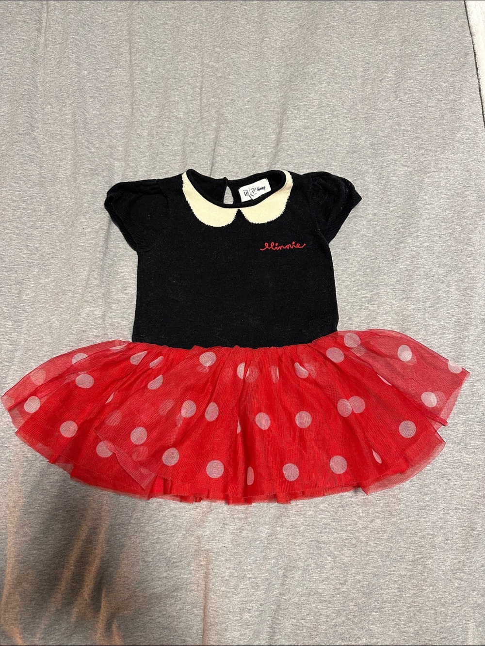 GAP Black Top with Cream Collar and Red Polka Dot Tutu